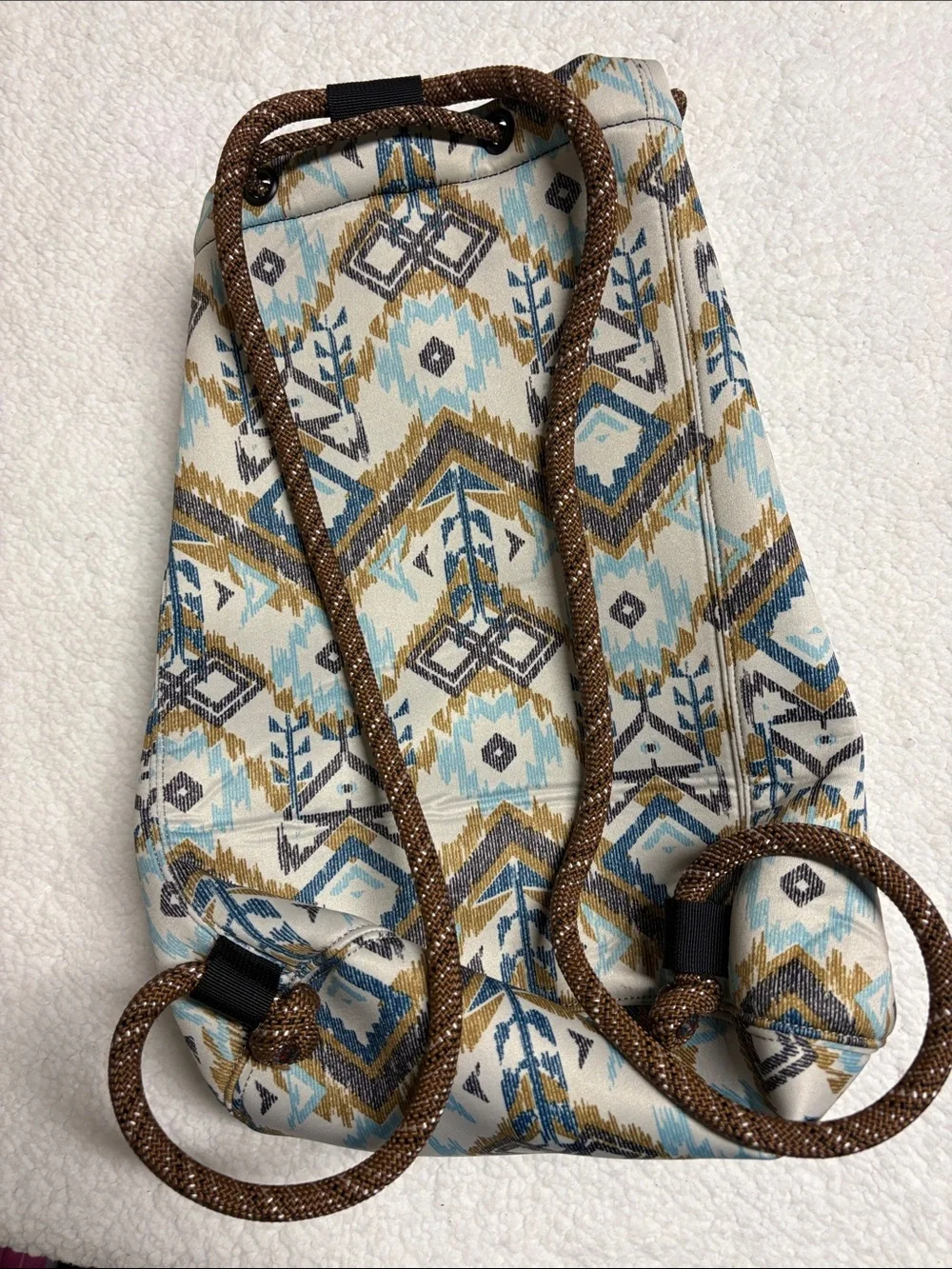 Kavu Aztec-Print Rope Backpack - Blue, Tan & White